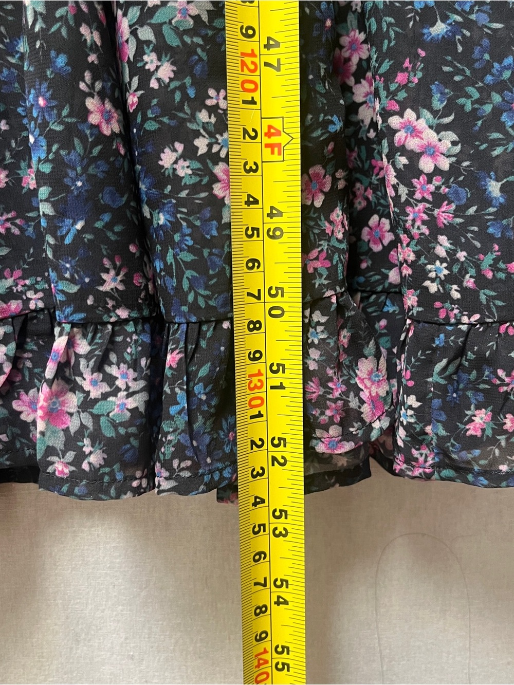 American Eagle Navy Floral Ruffle Hem Chiffon Maxi Dress Size S - Picture 11 of 11